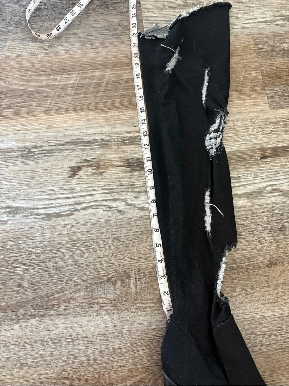 Yoki black distressed over-the-knee/thigh-high boots